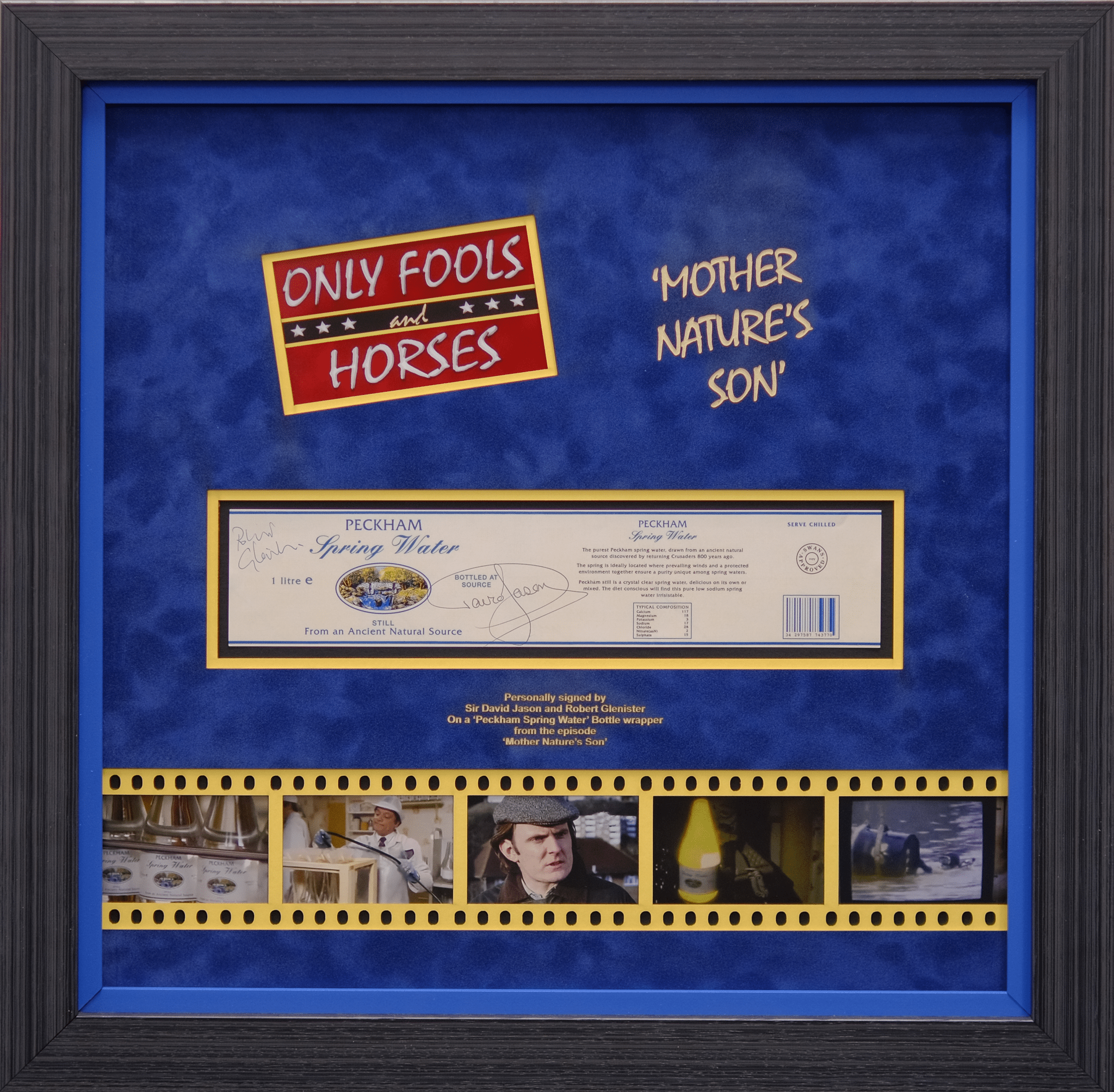 Only Fools and horses Signed water bottle wrapper by Sir David Jason& Robert Glenister
